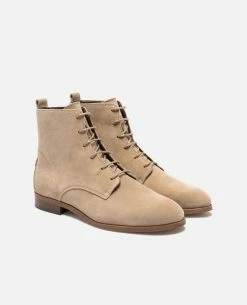 KOST Boots à Lacets Croûte Velours Beige Femme -kost paris shop AVERY 94 12 8bbf