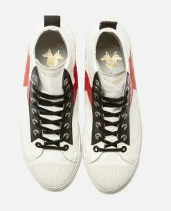 KOST Baskets Toile Éco-responsable Écru Et Rouge Femme
