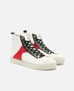 KOST Baskets Toile Éco-responsable Écru Et Rouge Femme -kost paris shop BACKSTAGEH1 CG 12 434d