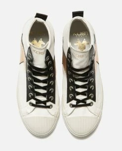 KOST Baskets Toile Éco-responsable Écru Et Or Femme