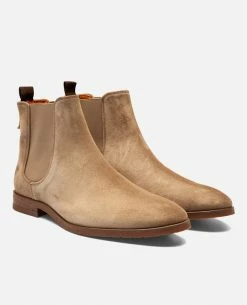 KOST Chelsea Boots Croûte Velours Marron Homme -kost paris shop CONNOR5 YK 08 3960