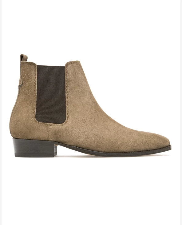 KOST Chelsea Boots à Talons Croûte Velours Taupe Homme 3 KOST Chelsea Boots à Talons Croûte Velours Taupe Homme