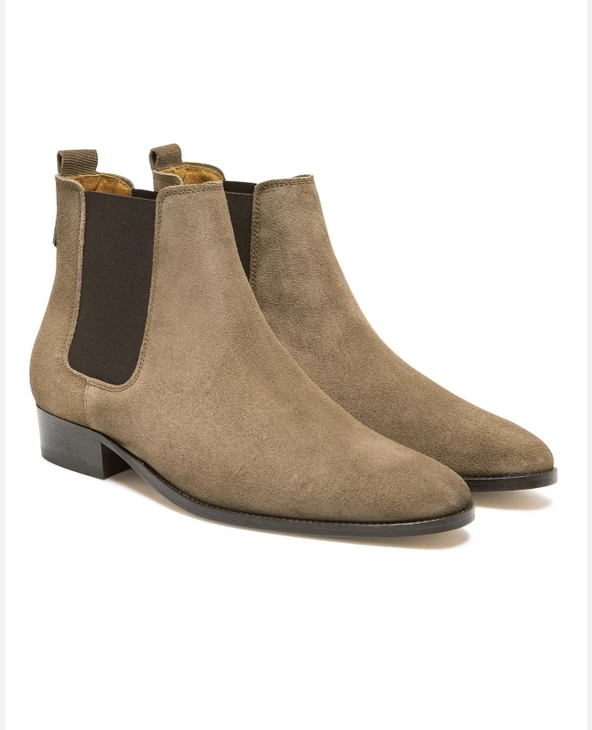 KOST Chelsea Boots à Talons Croûte Velours Taupe Homme 4 KOST Chelsea Boots à Talons Croûte Velours Taupe Homme – Image 2