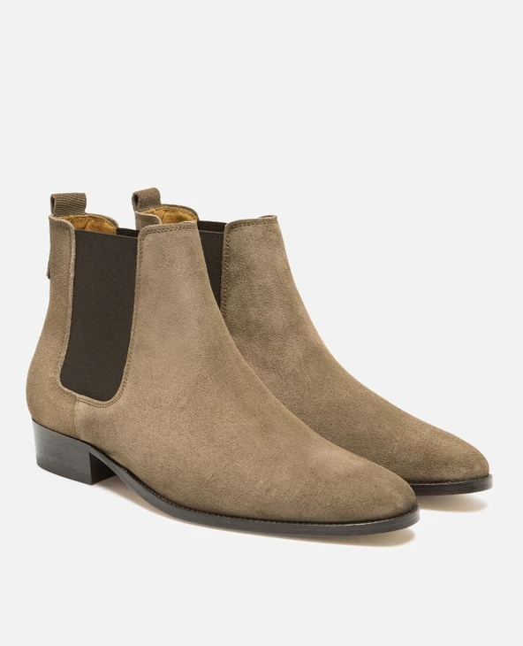 KOST Chelsea Boots à Talons Croûte Velours Taupe Homme 9 KOST Chelsea Boots à Talons Croûte Velours Taupe Homme – Image 7