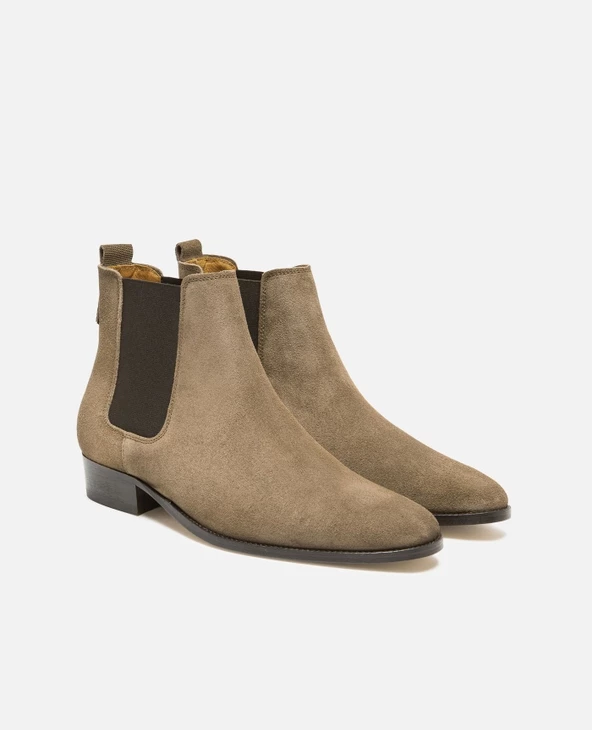 KOST Chelsea Boots à Talons Croûte Velours Taupe Homme 12 KOST Chelsea Boots à Talons Croûte Velours Taupe Homme – Image 10