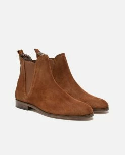 KOST Chelsea Boots Croûte Velours Cognac Femme -kost paris shop HARPER5 47 12 08b2