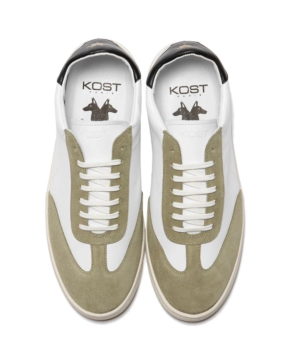 KOST Sneakers Cuir Blanc Et Kaki Made In France Homme 5 KOST Sneakers Cuir Blanc Et Kaki Made In France Homme – Image 3