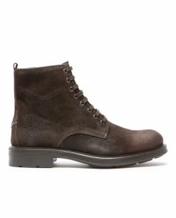 KOST Bottines à Lacets Croûte Velours Marron Foncé Homme