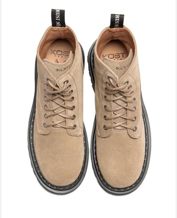 KOST Bottines Chunky Croûte Velours Beige Femme 5 KOST Bottines Chunky Croûte Velours Beige Femme – Image 3