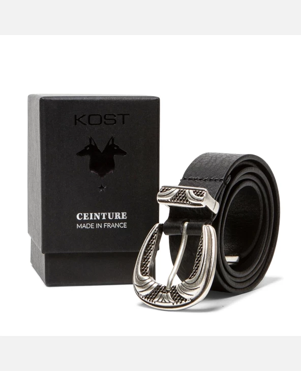 KOST Ceinture Made In France Cuir Tannage Végétal Noir Mixte 6 KOST Ceinture Made In France Cuir Tannage Végétal Noir Mixte – Image 4