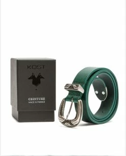 KOST Ceinture Made In France Cuir Tannage Végétal Vert Foncé Mixte -kost paris shop KEITH F4 05 8280