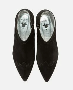 KOST Boots à Talons Style Western Croûte Velours Noir Femme