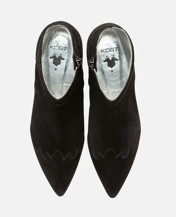 KOST Boots à Talons Style Western Croûte Velours Noir Femme 3 KOST Boots à Talons Style Western Croûte Velours Noir Femme