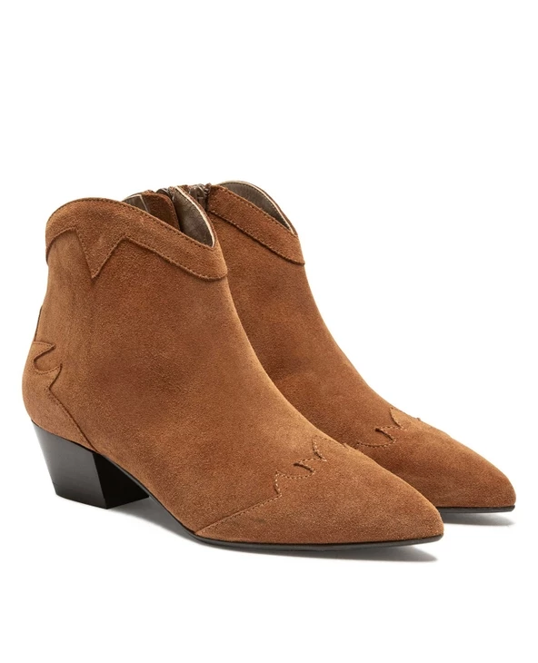 KOST Boots à Talons Style Western Croûte Velours Cognac Femme 9 KOST Boots à Talons Style Western Croûte Velours Cognac Femme – Image 7