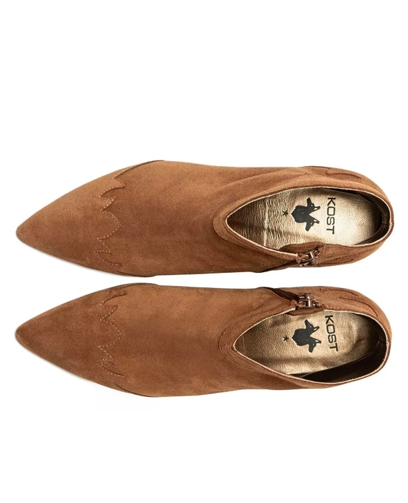 KOST Boots à Talons Style Western Croûte Velours Cognac Femme 10 KOST Boots à Talons Style Western Croûte Velours Cognac Femme – Image 8