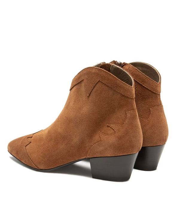 KOST Boots à Talons Style Western Croûte Velours Cognac Femme 11 KOST Boots à Talons Style Western Croûte Velours Cognac Femme – Image 9