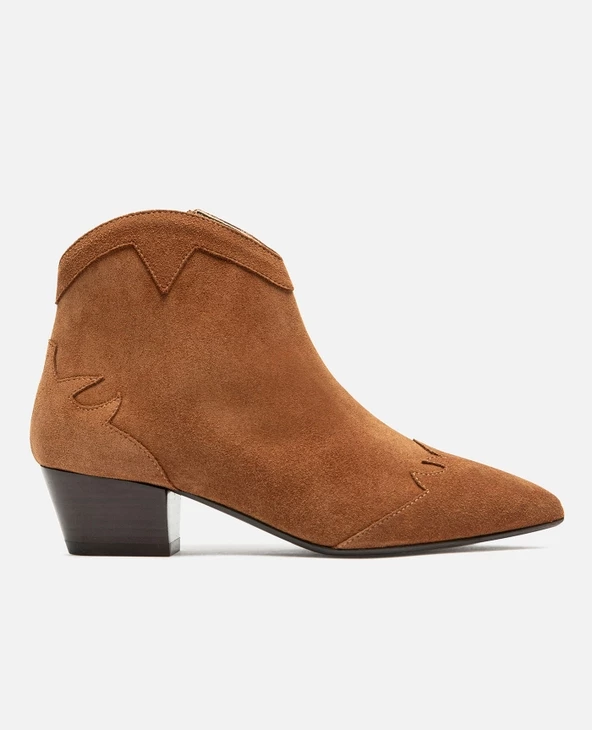 KOST Boots à Talons Style Western Croûte Velours Cognac Femme 5 KOST Boots à Talons Style Western Croûte Velours Cognac Femme – Image 3