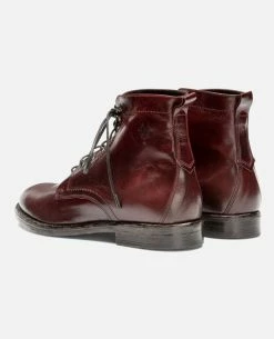 KOST Bottines à Lacets Cuir Bordeaux Homme