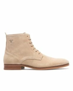 KOST Bottines à Lacets Croûte Velours Beige Homme