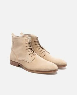 KOST Bottines à Lacets Croûte Velours Beige Homme -kost paris shop UNKIND5 94 12 8a78