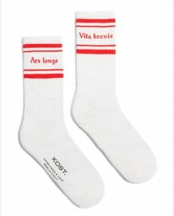KOST Chaussettes Made In France Coton Bio Écru Et Rouge
